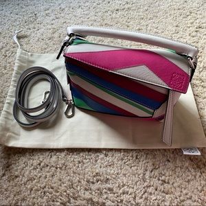 Brand New Loewe Puzzle Edge Multicolor Zigzag Mini Crossbody Bag